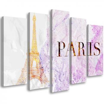 Eiffel Elegance Picture Series – Pink (Five-Panel, 100x70cm)