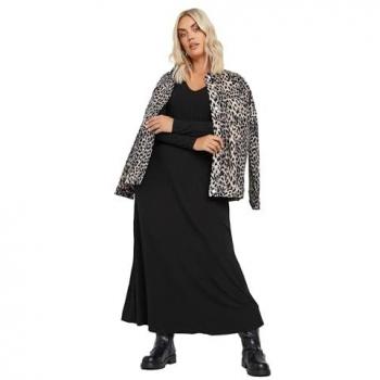 Robe Noire à Col Carré et Épaulettes « Yours Curve », Tailles EU 42 / UK 14