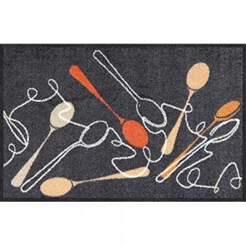 Fußmatte SALONLOEWE Gr. 1, grau (grau, apricot), B:45cm H:7mm L:70cm, Polyamid, Kunstfaser, Teppiche