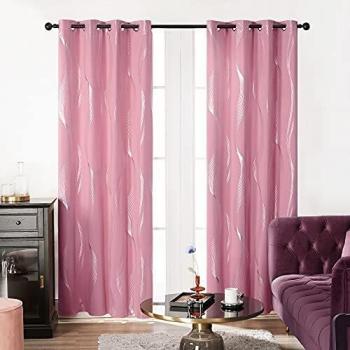 Deconovo Pink Blackout Curtains 55 x 69 Inch