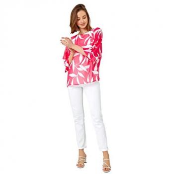 Roman Women's Leaf Print Overlay Top