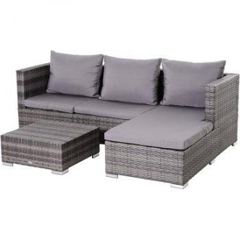 Outsunny Rattan-Sitzgruppe grau 3-teilig