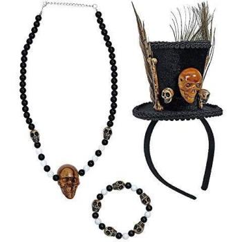 Set Voodoo: Cappello, Bracciale e Collana con Teschi