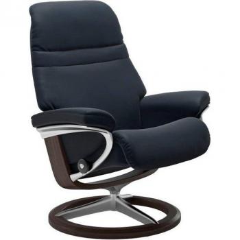 Relaxsessel STRESSLESS „Sunrise“ – Leder BATICK – Basis: Signature Base – Farbe: Blau Shadow Paloma – Größe M (B 83 cm / H 105 cm / T 74 cm)
