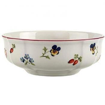 V&B Porcelain Dessert Bowl from the Petit Fleur Collection, Features Fine Reliefs of Flowers and Fruits, White/Multicolor