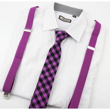 Plaid Suspenders and Neck Tie Set