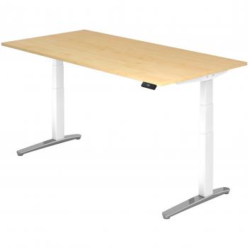 Sitz-Steh-Schreibtisch elektrisch 200x100cm Ahorn Weiß
