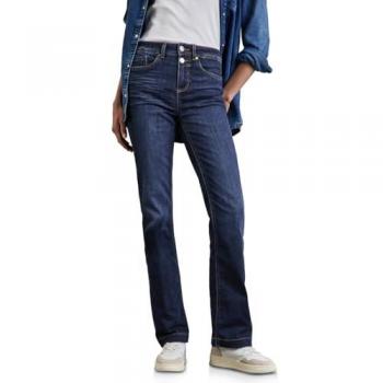 Bootcut-Jeans STREET ONE Größe 30, Länge 32, dunkelblau (schwarz indigo leicht gewaschen)