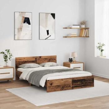 Vie XL Cadre de lit Bois Ancien 140 x 190 cm