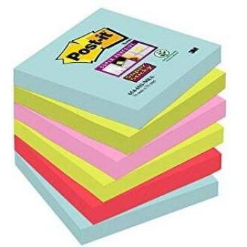 3M: Foglietti Post-It Super Sticky Miami (Colori Assortiti) Confezione Da 6 Blocchetti