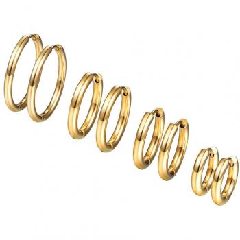 Gold‑Geprägte 4‑Paar Huggie Ohrringe aus Edelstahl