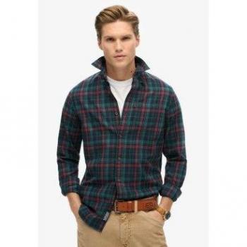 Superdry Herren Karohemd 48-50 – Marineblau, Vintage Baumwollcheck
