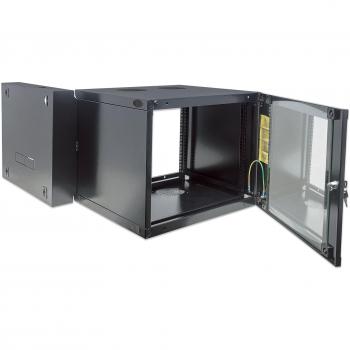 Intellinet 713788 19 Double Section Wallmount Cabinet, 12U, Flatpack, Black, 450 mm