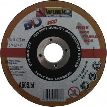 DISCO ABRASIVO 125X1X22 CORTE ACERO INOX