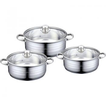 Marmite Trio Inox Cheffinger avec Couvercles et Poignées – 26/28/30 cm