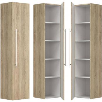 Badezimmer Hochschrank mit 6 Fächern in Eiche hell, Modell NEWLAND-02, B x H x T ca.: 35 x 150 x 30 cm