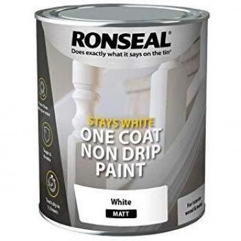 Ronseal Stays White Non Drip One Coat Paint, All Finishes, 750ml & 2.5L