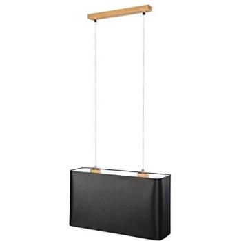 Lampe d’appoint en chêne huilé, cadre noir, deux ampoules E27 2×, vitre PVC transparente