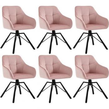 6 Chaises Scandinaves Pivotantes en Velours avec Pieds Métalliques