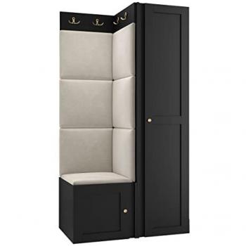 Set arredo Hartford 381 Nero 186x82x46cm Pannello MDF Truciolato Arazzo Da Terra Montaggio sospeso