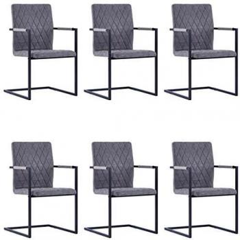 Sillas Voladizas de Comedor 6 Piezas Estilo Moderno Gris Oscuro