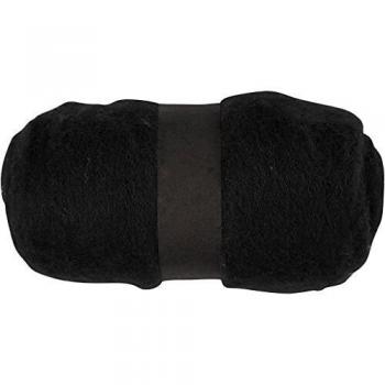 Pelote de laine cardée noire, 1 boule, 100g