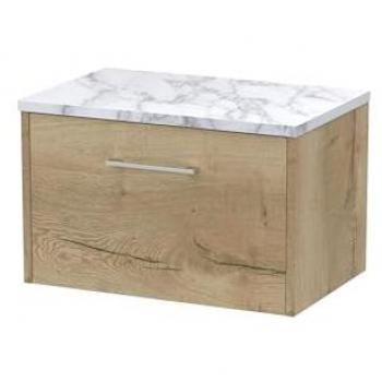 Hudson Reed Juno 600mm Wall Hung Single Drawer Vanity Unit with Matt Carrera Marble Laminate Top