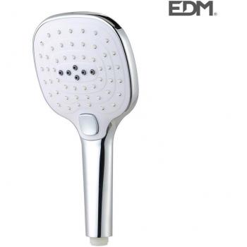 Pomme de douche carrée anticalcaire EDM 3 fonctions couleur chrome