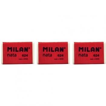 Milan Nata 624 Pack de 3 Gomas de Borrar Rectangulares