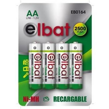 Elbat 4 Pilas Recargables LR6 AA 2500mAh