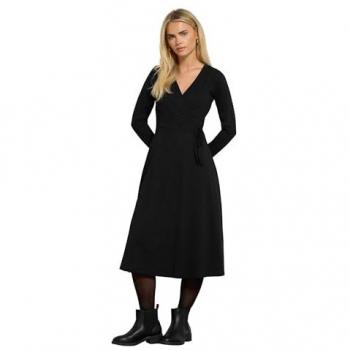 Robe de soirée noire petite, manches longues, coupe wrap