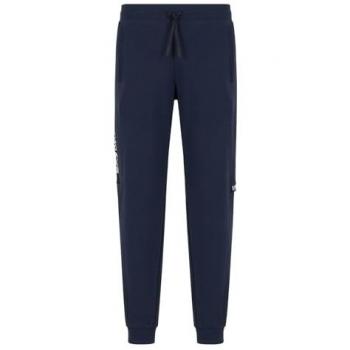 Pantalón Largo EA7 XL en Azul Marino con Patrón a Rayas y Emblema