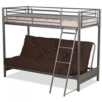 Silver Metal Finish Futon Bunk Bed with Futon Mattress