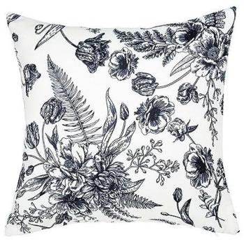Tissu Polyester OSTARIA : Housse Couleur Flora Noire/Blanche, 40x40