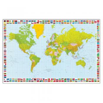 Artopweb Carte du Monde, Panneau Décoratif, Bois, Multicolore, 175 x 1,8 x 115 cm