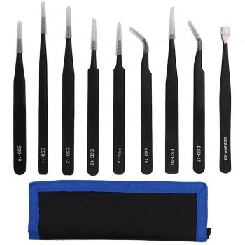 Anti-Static Tweezer Collection – 9 Pcs Stainless Steel