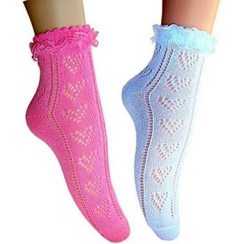 Pink & Pearl Heart Lace Ankle Socks – Women’s M