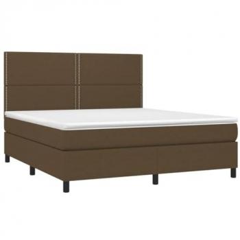 Lit Double Vidaxl Lattes LED 160 × 200 cm, Couleur Marron Foncé