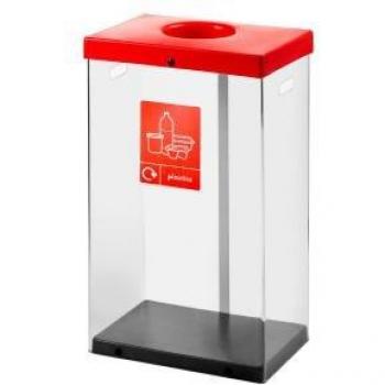 Clear Body 80L Recycle Box with Red Lid and Sticker