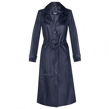 Full-Length Alhambra Leather Trench for Women – Black, UK 12
