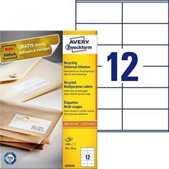Online Etiket Avery Zweckform LR3424 105x48mm recycled wit 1200 etiketten kopen