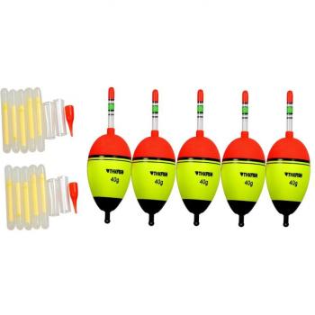 Flotadores nocturnos para pesca, 5g, 15g, 30g, 40g, EVA, 5 piezas por lote
