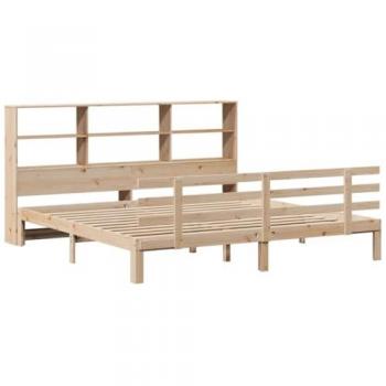 Lit 200x200 cm Bois Pin – Bibliothèque Sans Matelas
