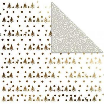 Papier à motifs cerf et pois doré 30,5 x 30,5 cm 180 g