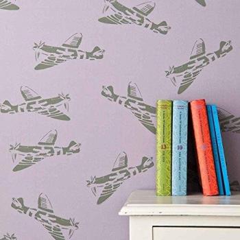 Lilac‑Green Spitfire Child‑Friendly Wallpaper