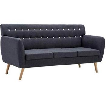 Deep Grey Trivietė Sofa – 172x70x82 cm, Velvet Covering