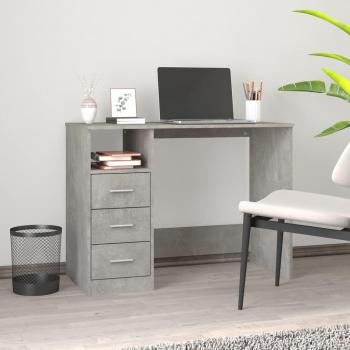 Bureau avec tiroirs en contreplaqué gris béton 102x50x76 cm