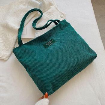 Simple Solid Corduroy Tote Bag for Women