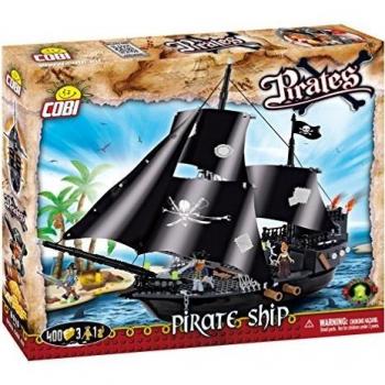 Kit assemblaggio nave pirata Cobi legno, colorazione nera/marrone/grigia, codice 6016