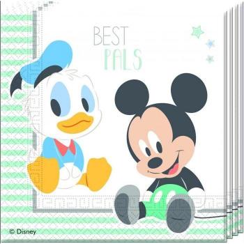 Mickey Mouse & Friends One‑Size Napkins, 16 Pack, Blue & White Theme